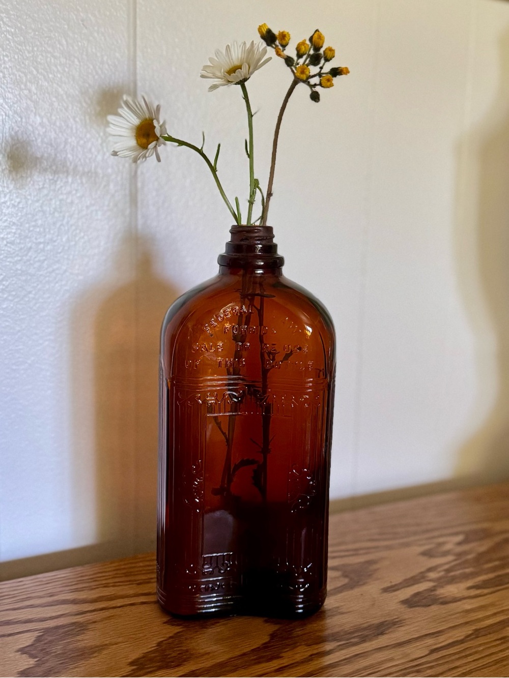 Vintage 1945 Amber Glass Whiskey Bottle 4/5 Qt Owens-Illinois Federal Law Flask